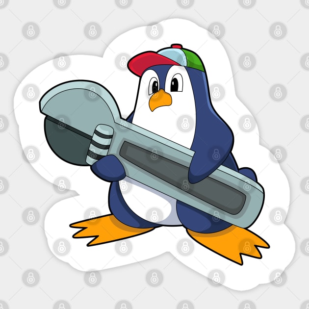 Penguin as Mechaic with Tool Sticker by Markus Schnabel